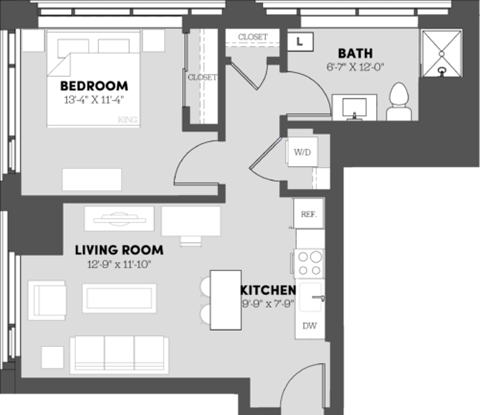 a floor plan of a bedroom apartment